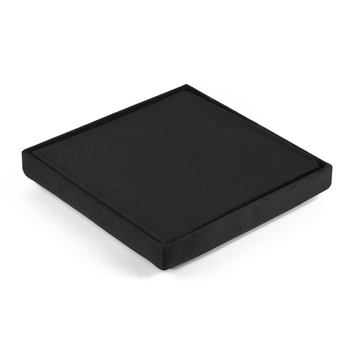 Pufa składana L z guzikami - 38x38x38cm aksamit czarna x 8