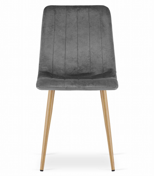 Krzesło LAVA - ciemny szary aksamit / nogi kolor drewna x 2