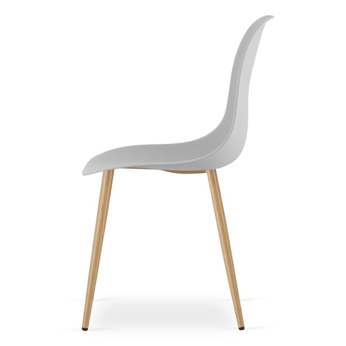 Zestaw Stół TESSA 120cm x 60cm - dąb / białe nogi + 4 krzesła WAT szare / nogi naturalne