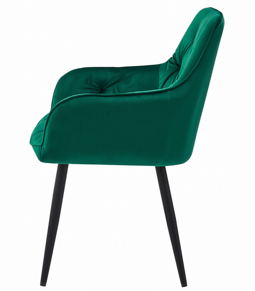 Krzesło JORK - ciemna zieleń aksamit / nogi czarne x 2
