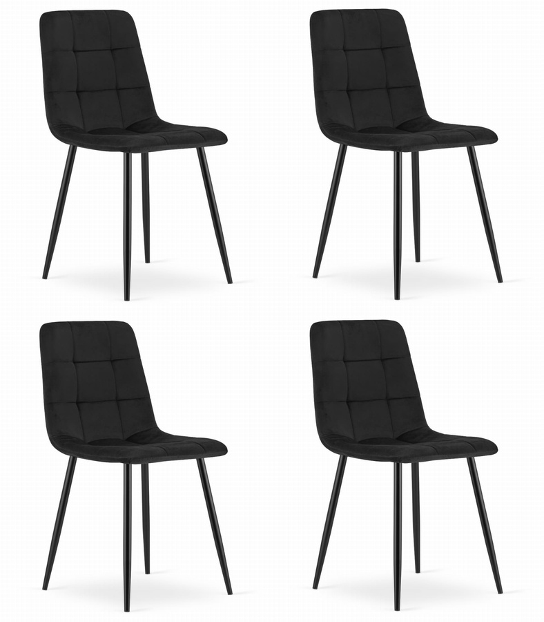 Krzesło KARA - czarny aksamit x 4