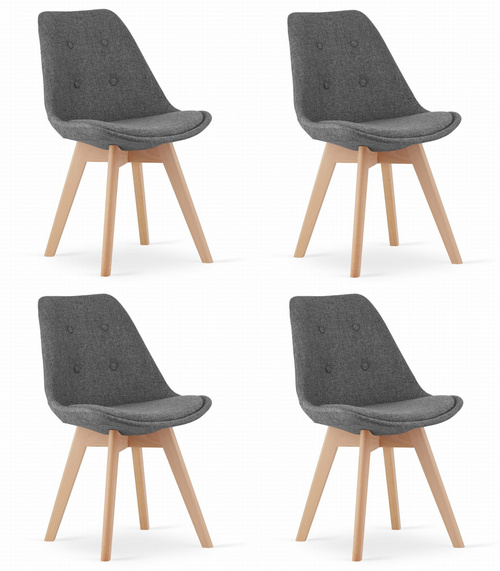 Krzesło NORI - szary materiał - nogi naturalne x 4