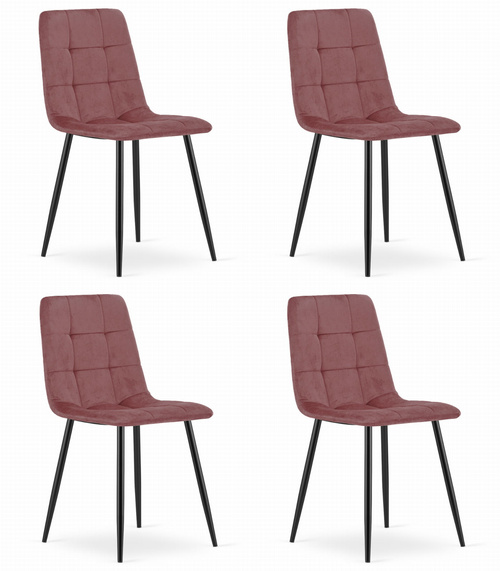 Krzesło KARA - różowy aksamit / nogi czarne x 4