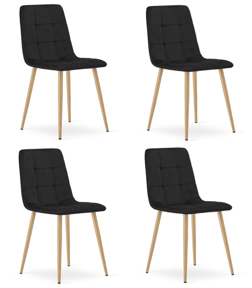 Krzesło KARA - czarny aksamit / nogi kolor drewna x 4