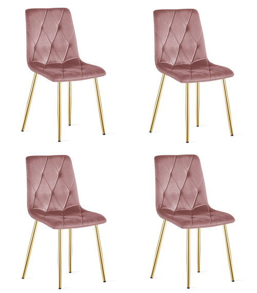 Krzesło LIBRA - różowy aksamit / nogi kolor złoty x 4
