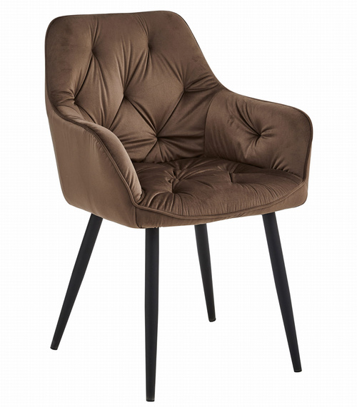 Krzesło JORK - brąz aksamit / nogi czarne x 2