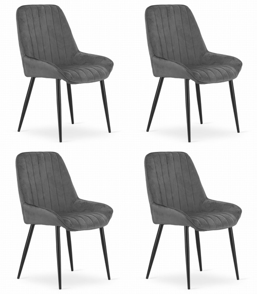 Krzesło LARY - ciemny szary aksamit x 4