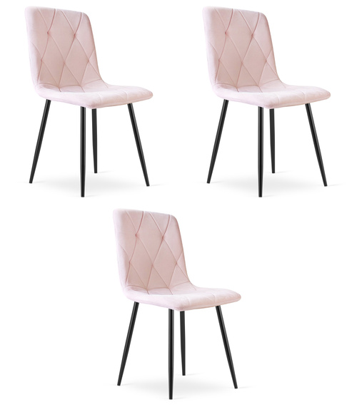 Krzesło LIBRA - jasny róż aksamit / nogi czarne x 3