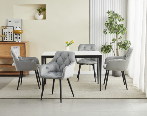 Krzesło JORK - aksamit srebrno-szary / nogi czarne x 1