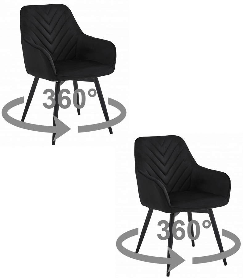 Krzesło NANA360 - czarny aksamit / nogi czarne x 2