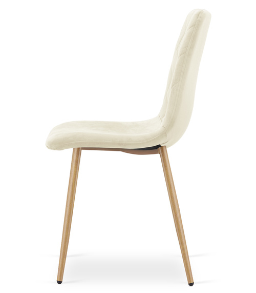 Krzesło TURIN - jasny beż aksamit / nogi kolor drewna x 4