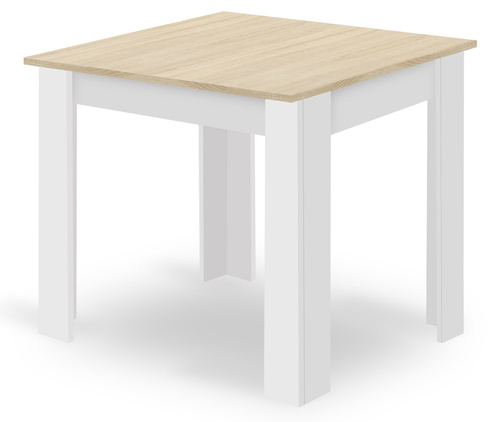 Zestaw Stół NP 80x80 Dąb Sonoma + Biały + 4 krzesła WAT szare / nogi naturalne