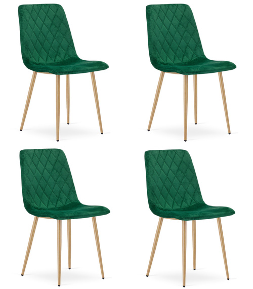 Krzesło TURIN - ciemna zieleń aksamit / nogi kolor drewna x 4