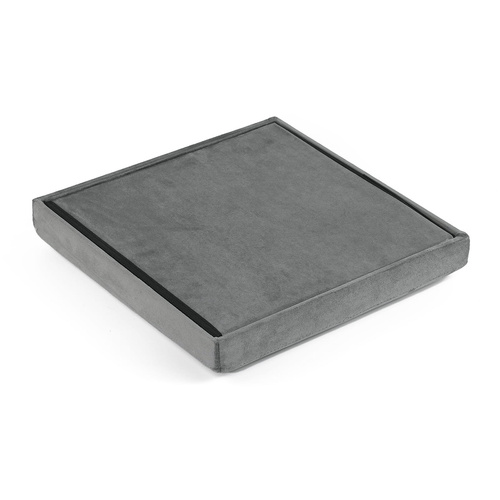 Pufa składana L z guzikami - 38x38x38cm aksamit szara x 8