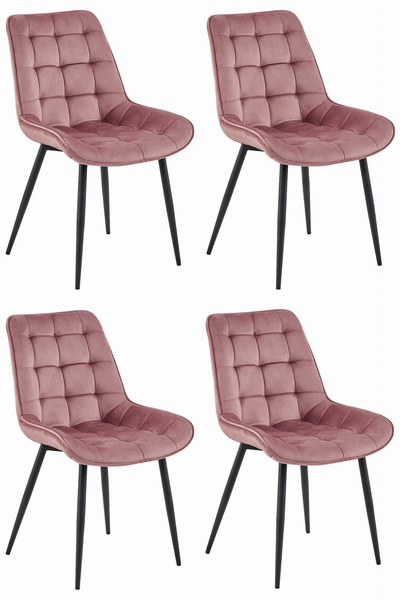 Krzesło BERA - aksamit ciemny róż / nogi czarne x 4