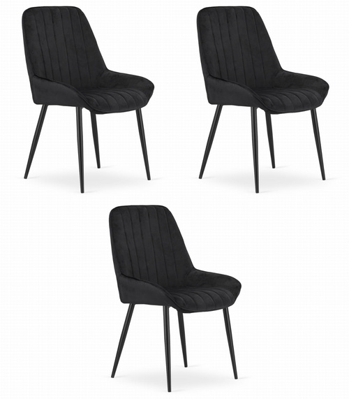 Krzesło LARY - czarny aksamit x 3