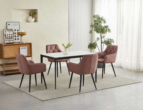 Krzesło JORK - róż aksamit / nogi czarne x 2