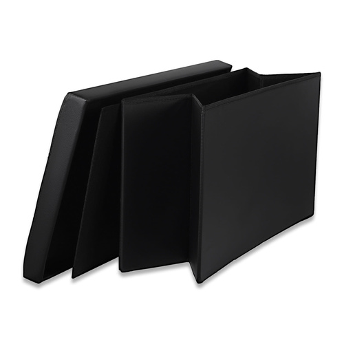 Pufa składana XXL z guzikami - 80x40x40cm ekoskóra czarna