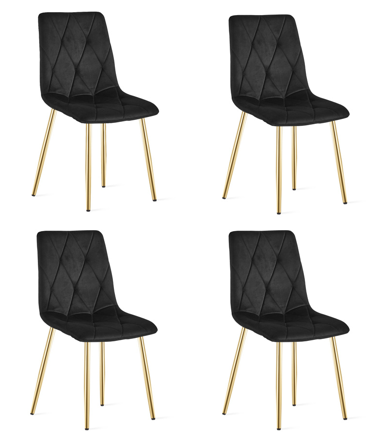 Krzesło LIBRA - czarny aksamit / nogi kolor złoty x 4