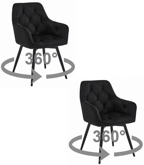 Krzesło JORK360 - czarny aksamit / nogi czarne x 2