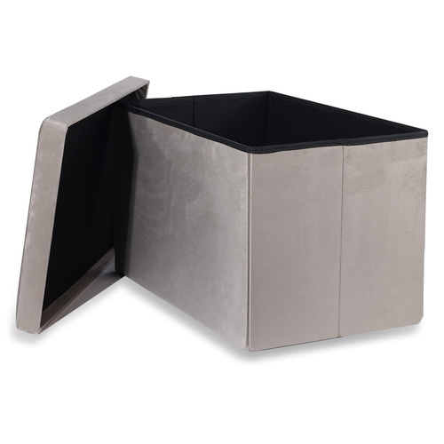 Pufa składana XL z guzikami - 60x38x38cm aksamit beż x 4