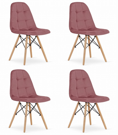 Krzesło DUMO - ciemny róż aksamit x 4