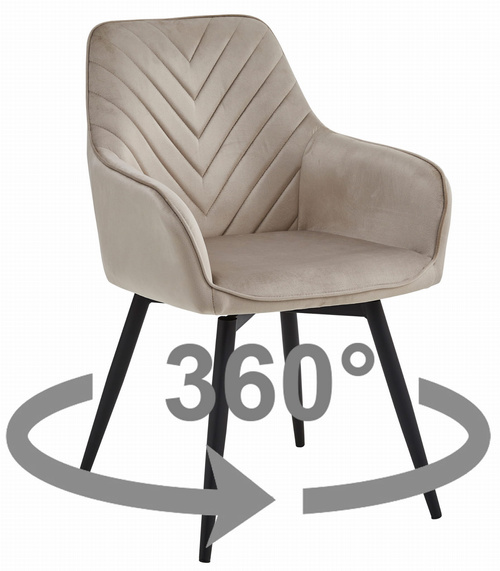 Krzesło NANA360 - ciemny beż aksamit / nogi czarne x 1