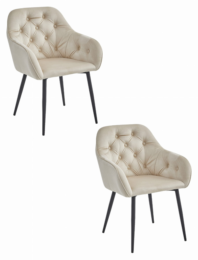 Krzesło FORIO - beż aksamit / nogi czarne x 2