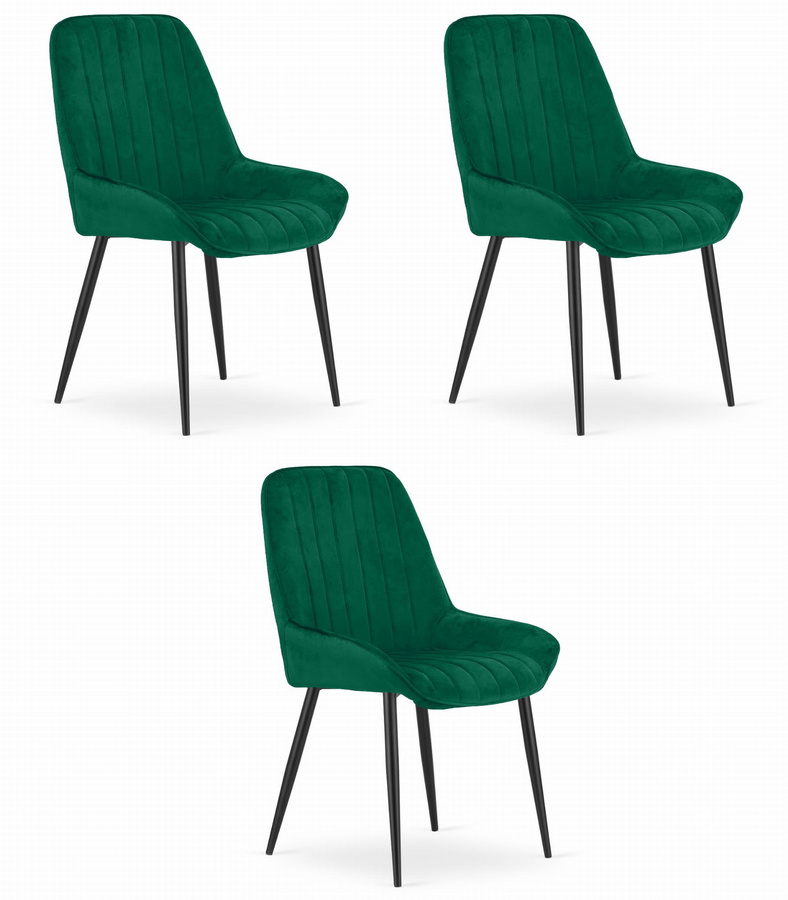 Krzesło LARY - ciemna zieleń aksamit x 3