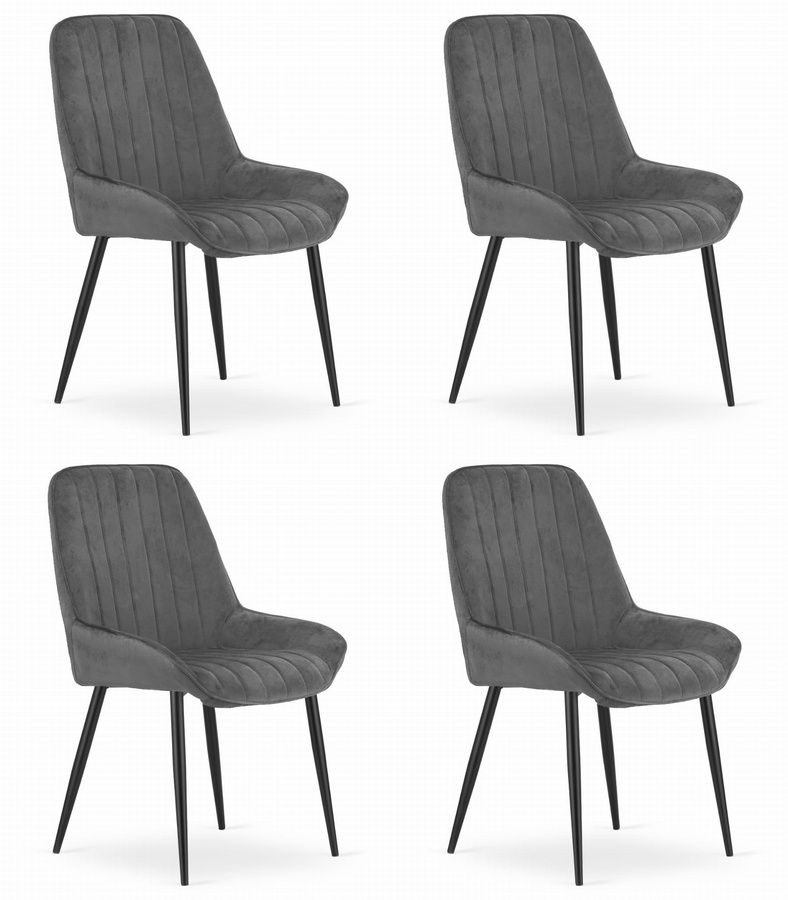 Krzesło LARY - ciemny szary aksamit x 4