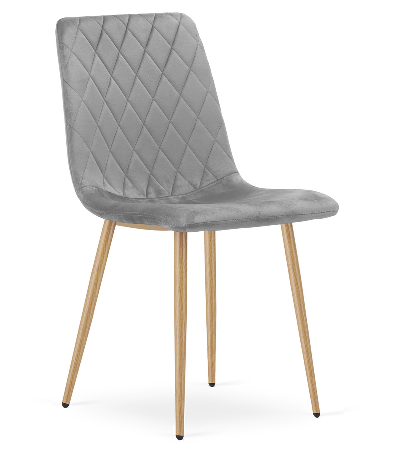 Krzesło TURIN - jasny szary aksamit / nogi kolor drewna x 1