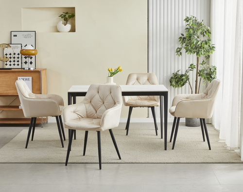 Krzesło JORK - beż aksamit / nogi czarne x 1