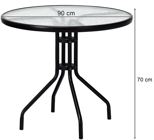 Stół okrągły ISLAND 90cm + 4x Krzesło SOFIA ciemny szary