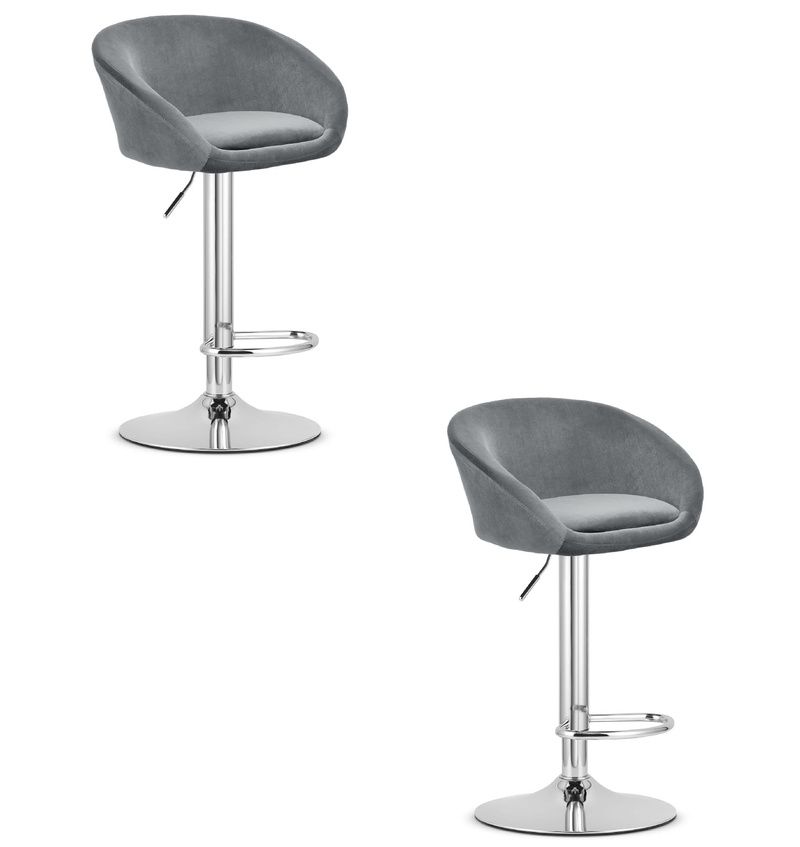 Hoker EAST - aksamit szary / baza chrom x 2