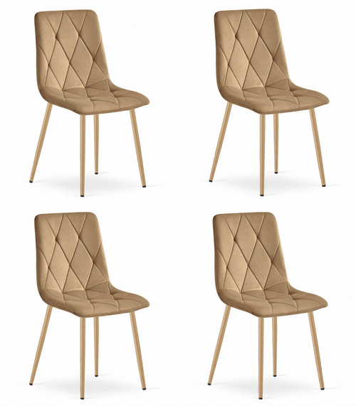 Krzesło LIBRA - brązowy aksamit / nogi kolor drewna x 4