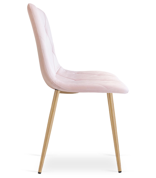 Krzesło LIBRA - jasny róż aksamit / nogi kolor drewna x 2