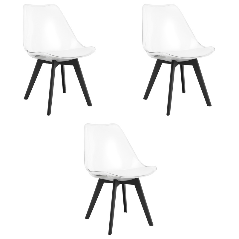 Krzesło MARK - przezroczyste / nogi czarne x 3