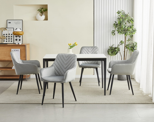 Krzesło NANA - aksamit srebrno-szary / nogi czarne x 2