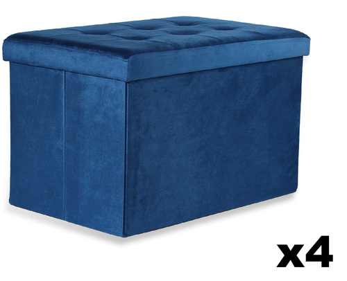 Pufa składana XL z guzikami - 60x38x38cm aksamit granat x 4