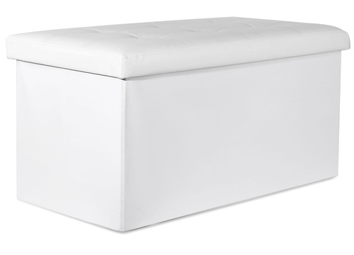 Pufa składana XXL z guzikami - 80x40x40cm ekoskóra biała