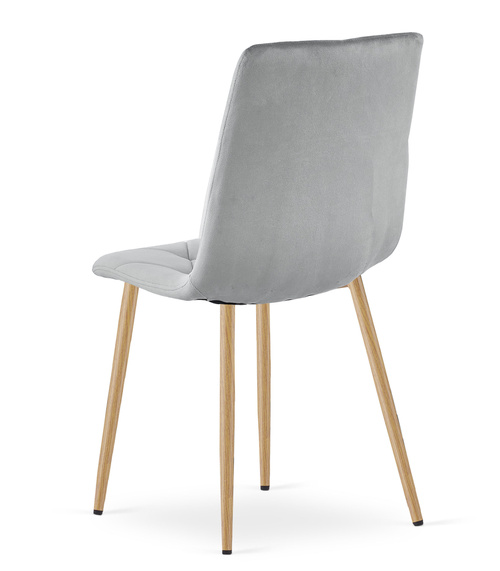 Krzesło LIBRA - jasny szary aksamit / nogi kolor drewna x 3