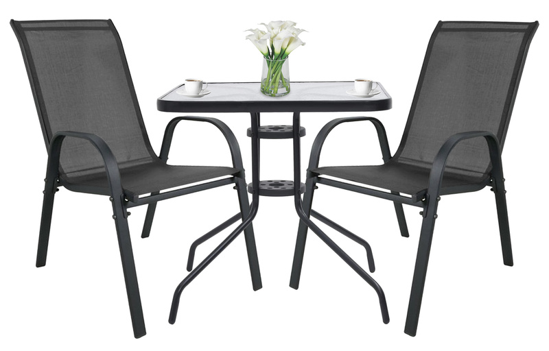 Stół kwadratowy ISLAND 60cm + 2x Krzesło SOFIA ciemny szary