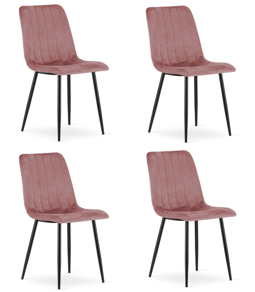 Krzesło LAVA - różowy aksamit / nogi czarne x 4