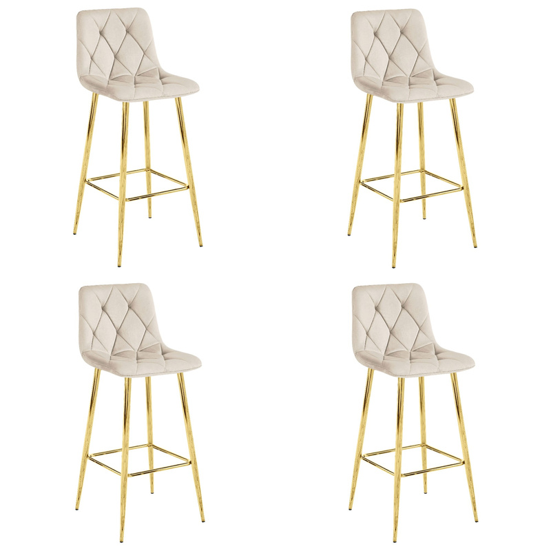 Hoker NADO - aksamit beż / nogi ZŁOTE x 4