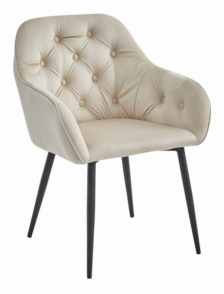 Krzesło FORIO - beż aksamit / nogi czarne x 2