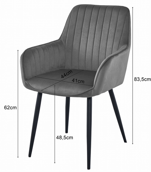 Krzesło SOLDEN - aksamit srebrno-szary / nogi czarne x 2