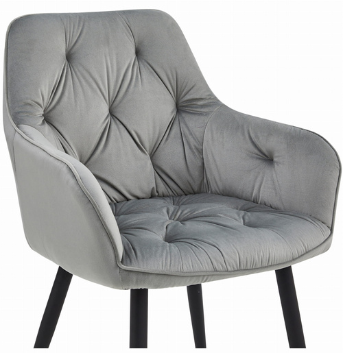 Krzesło JORK - aksamit srebrno-szary / nogi czarne x 1