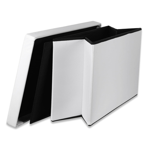 Pufa składana XXL z guzikami - 80x40x40cm ekoskóra biała