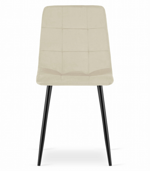 Krzesło KARA - jasny beż aksamit / nogi czarne x 4