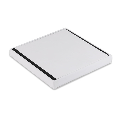 Pufa składana L z guzikami - 38x38x38cm ekoskóra biała x 8